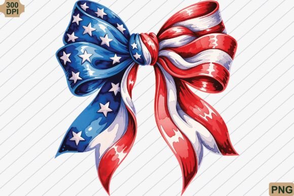 Download Hand Painted Patriotic Coquette Bow PNG - Hand painted Collection