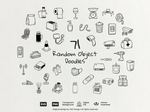 Download Random Object Doodles Clipart Pack - Object Collection
