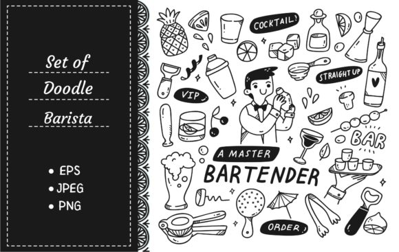 Download Bartender and Various Related Object - Object Collection
