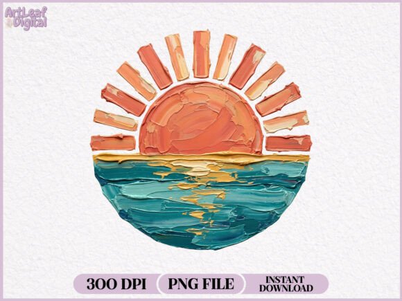 Download Hand Painted Sunset Ocean Summer PNG - Hand painted Collection