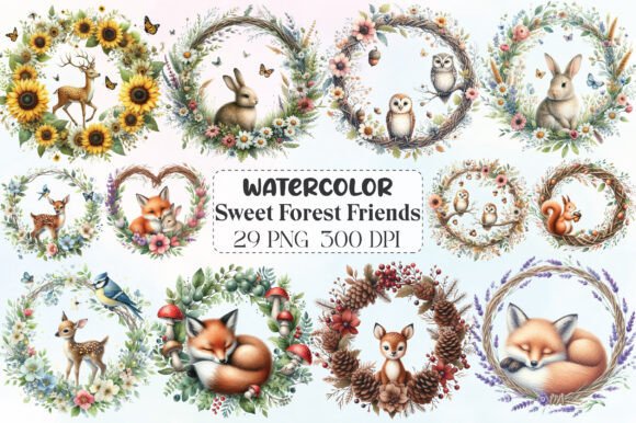 Download Cute Sweet Forest Friends Animals Wreath - Sweet forest friends Collection