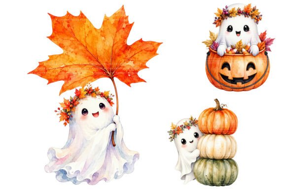 Download Watercolor Cozy Ghost PNG Bundle - Premium Bundle