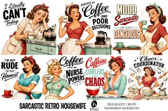 Download Sarcastic Retro Housewife PNG - Premium Resources