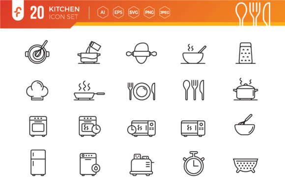Download Simple Set of Kitchen Vector Icons - Simple set Collection