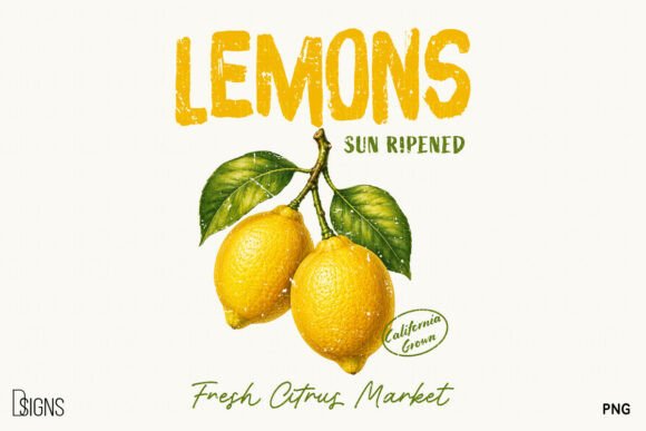 Download Retro Lemon Vintage Summer Fruit PNG - Retro Collection