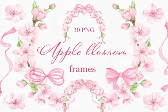Download Watercolor Hand Painted Apple Blossoms - Premium Resources